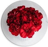 Dibond Muurcirkel - Boeket Rode Bloemen op Witte Achtergrond - 80x80 cm Foto op Aluminium Muurcirkel (met ophangsysteem)