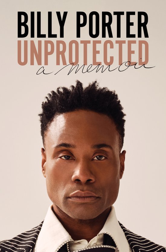 Billy Porter op de cover van zijn memoires 'Unprotected'. Hij draagt een gestreepte jas en een wit overhemd.