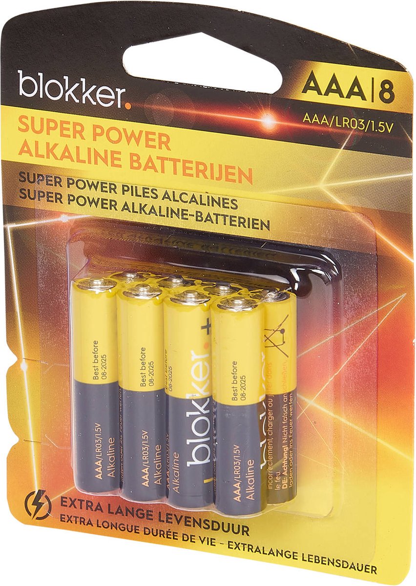 Blokker Alkaline Batterijen - AAA - 8 stuks