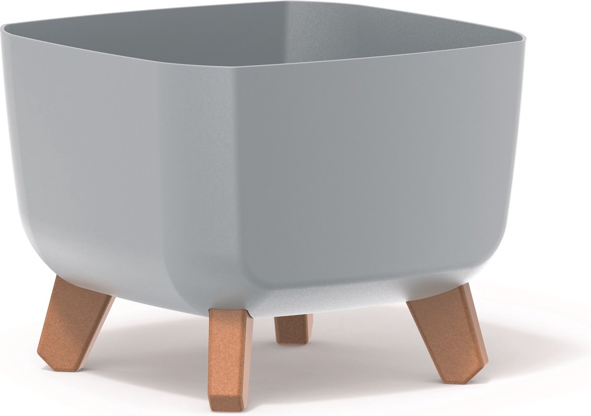 Prosperplast Gracia - Vierkante Bloempot met Afneembare Poten - 29x29x22cm (Lichtgrijs)
