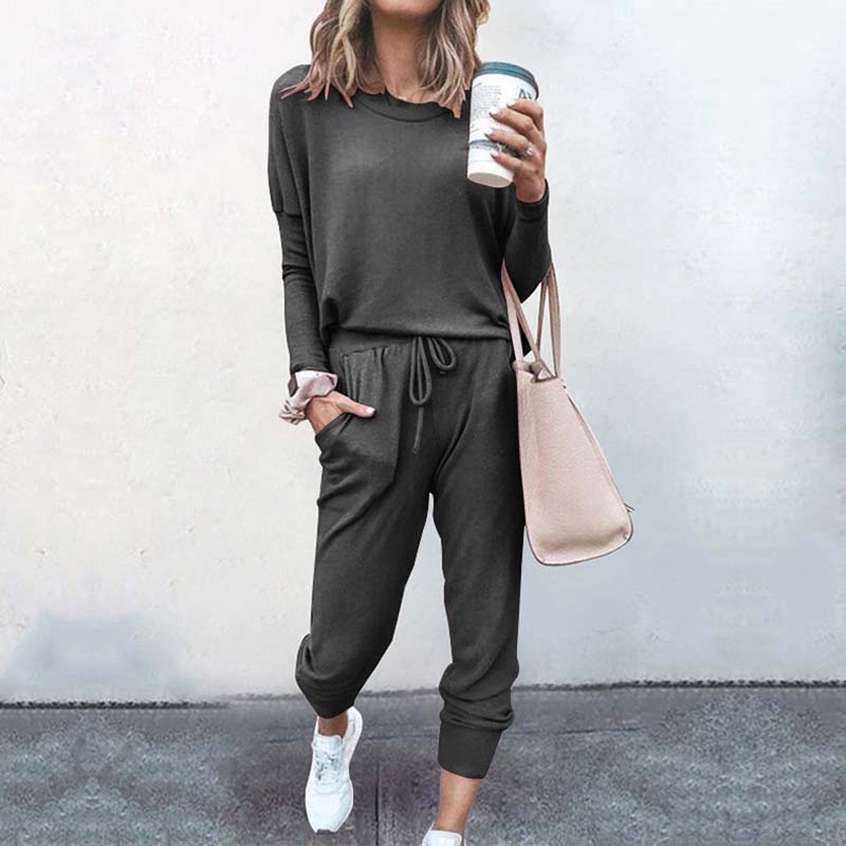 Huispak dames. Joggingpak Hamptons. Antraciet, maat M