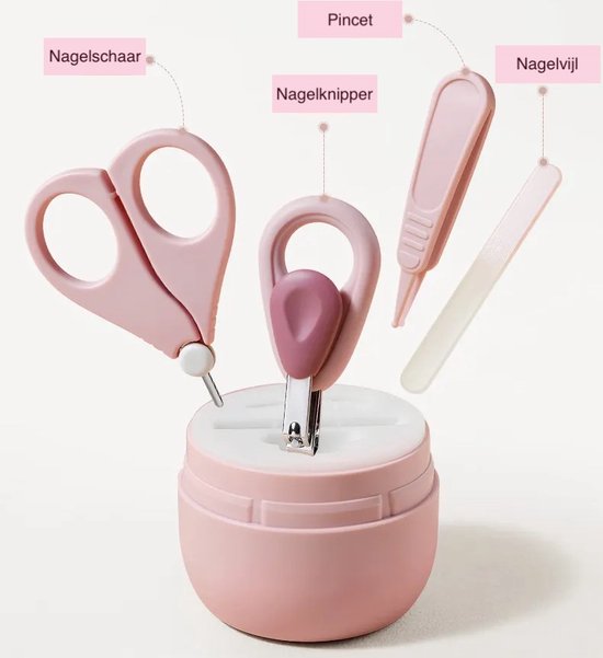 Suavinex, Baby Manicureset, 0M, Babyverzorgingsset met borstel, kam, tandenborstel, schaar, vijl en nagelknipper. Waterdichte toilettas met rits, zachtblauw