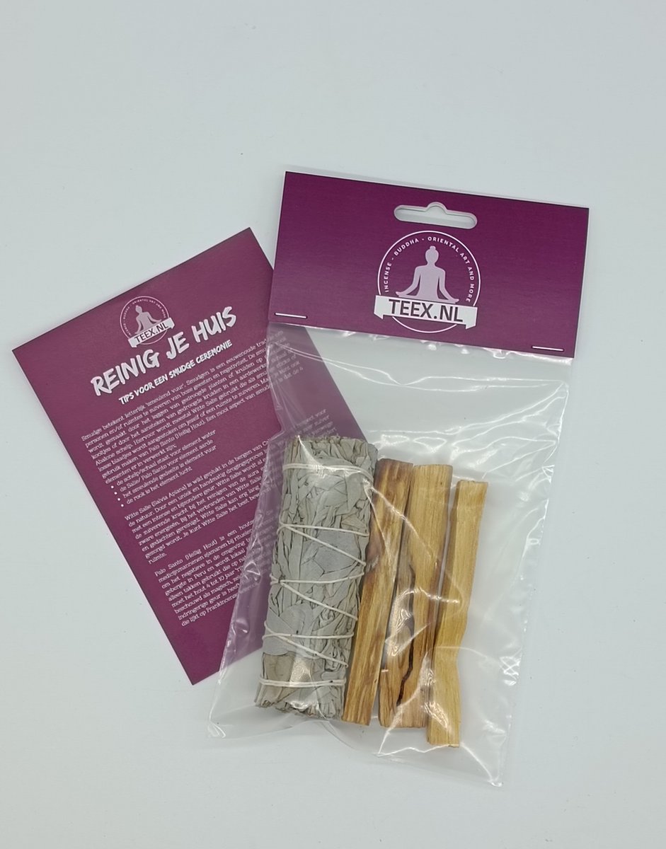 Reinig je huis pakket M - Smudge - Witte salie - Palo Santo - Sage- Wierook – TEEX.NL – Nederlandse gebruiksaanwijzing – White sage — cadeau in Cadeau-ideeën - foto 4