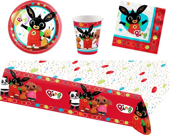 Bing het konijn Feestpakket - Feestartikelen voor 8 kinderen - Tafelkleed & Servetten