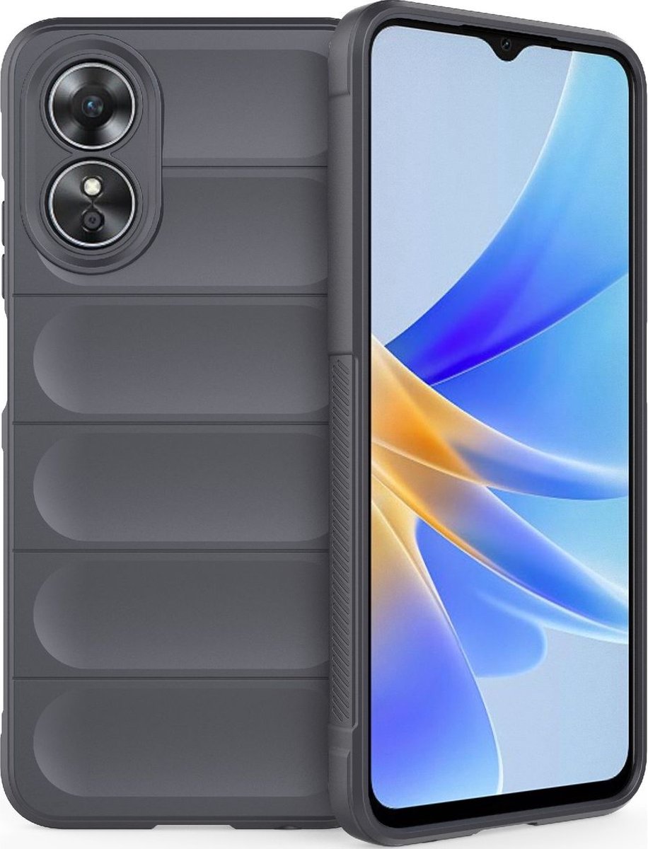 Mobigear Hoesje geschikt voor OPPO A17 Telefoonhoesje Flexibel TPU | Mobigear Bumpy Backcover | A17 Case | Back Cover - Charcoal