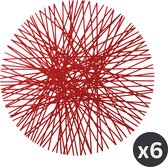 Placemat WEB rond, SET/6, dia 38cm, rood