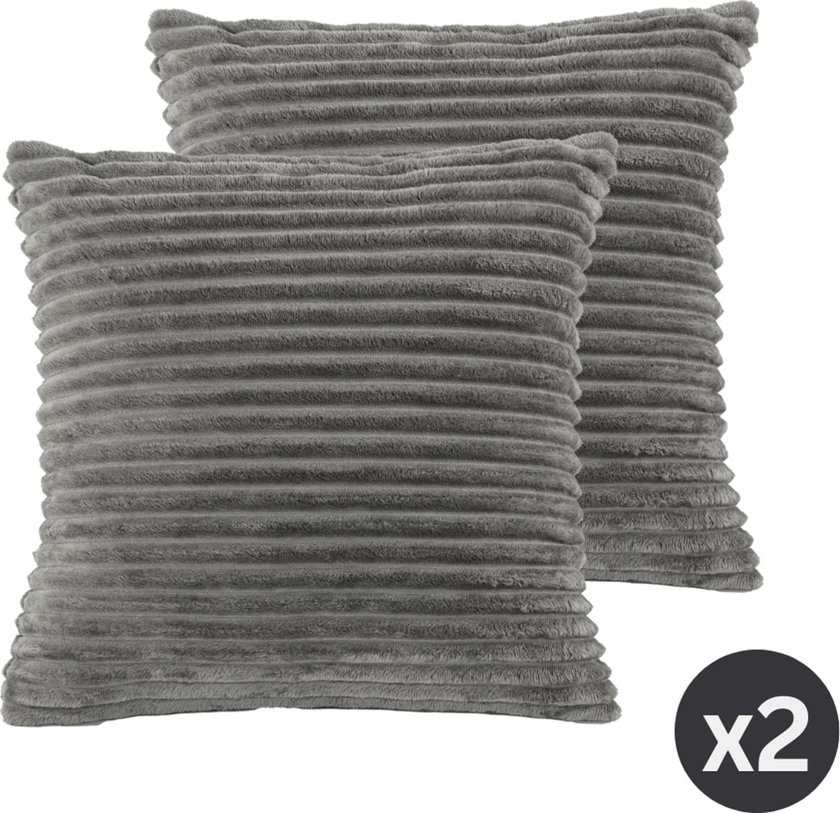 TISECO HOME STUDIO - Kussen (gevuld) RIBBLE - SET/2 - microflannel - 45x45 cm - grijs