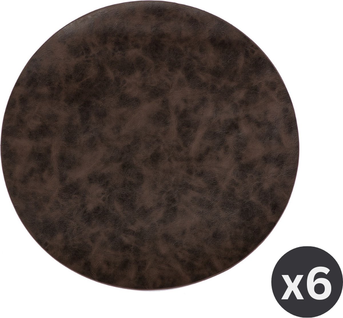 Tuscan placemat rond, dia 38 cm, SET/6, coffee