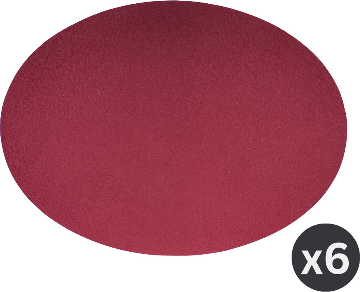 Placemat Togo ovaal - kunststof - SET/6 - rood - 33x45cm