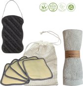 green-goose® Konjacspons met 5 Herbruikbare Wattenschijfjes en Hennep Gezichtreinigingsdoek | Gratis Waszakje | Duurzaam Cadeau | Ecologisch