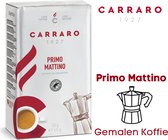 Caffè Carraro Primo Mattino Filterkoffie - 250 gram - Italiaanse Gemalen Koffie voor Espresso - perfect voor Bialetti Moka, Filter Koffie, Moccamaster, Cafetiere, enz.