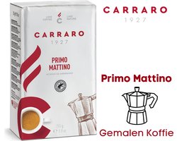 Caffè Carraro Primo Mattino Filterkoffie - 250 gram - Italiaanse Gemalen Koffie voor Espresso - perfect voor Bialetti Moka, Filter Koffie, Moccamaster, Cafetiere, enz.