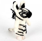 Vingerpoppetje Zebra Vilt - 10cm