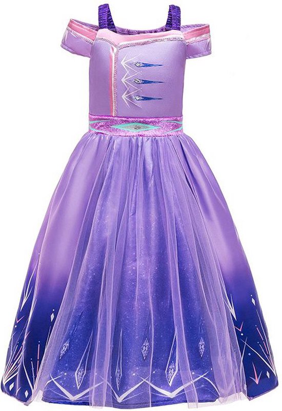 Carnavalskleding kinderen - Prinsessenjurk meisje - Paarse jurk - Prinsessen Verkleedkleding - maat 98 (100) - Prinsessen speelgoed- Kleed