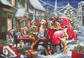 Luca-S Puppies Christmas borduren (pakket) B2414