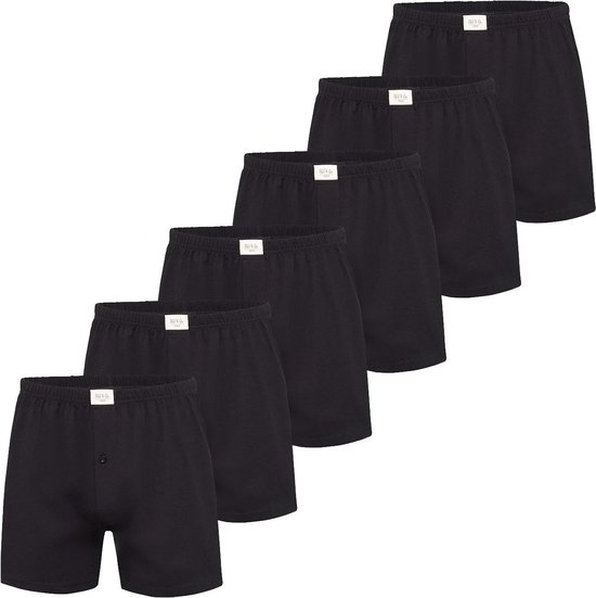 Phil & Co Wijde Boxershorts Jersey Stretch Effen Zwart 6-Pack - Maat 3XL - Losse boxershort heren