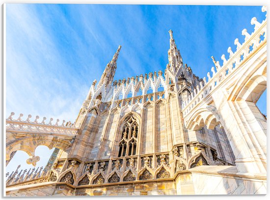 PVC Schuimplaat- Onderaanzicht van Kathedraal van Milana onder Sluierbewolking, Italië - 40x30 cm Foto op PVC Schuimplaat