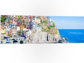 PVC Schuimplaat- Kleurrijke Huisjes in Nationaal Park Cinque Terre bij de Italiaanse Kust - 120x40 cm Foto op PVC Schuimplaat