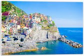 PVC Schuimplaat- Kleurrijke Huisjes in Nationaal Park Cinque Terre bij de Italiaanse Kust - 60x40 cm Foto op PVC Schuimplaat