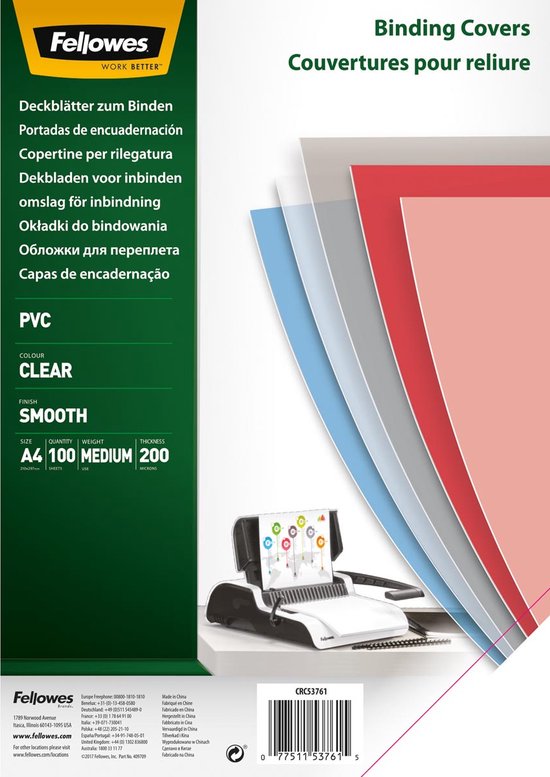 Foto: Fellowes schutbladen a4 transparant 200 micron 100 stuks pvc