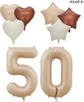 Snoes XXL Cijfer ballon 50 – Nude Kleur Satijn Caramel Nummerballon