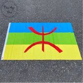 Drapeau berbère - Grand drapeau berbère - Drapeau mât berbère nord-africain - Fabriqué à partir de 100 % polyester - Résistant aux UV et aux intempéries
