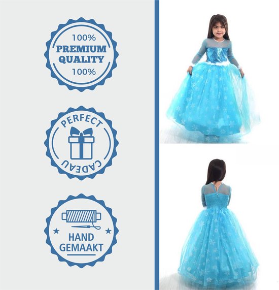 Vicloon Prinsessenjurk Elsa – Complete Set Met Diadeem En Toverstaf, Voor Cosplay, Carnaval En Verjaardag