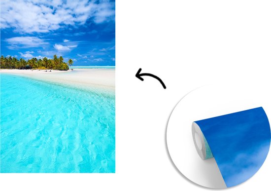 Behang - Fotobehang Het One Foot Island is omringd door turquoise water - Breedte 175 cm x hoogte 260 cm