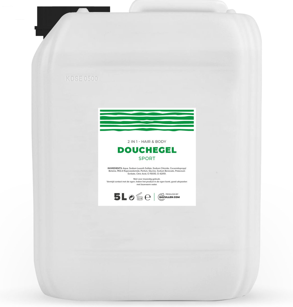 Douchegel - Sport - Groen - 5 Liter - Jerrycan - Hair & Body - Navulling – Navullen