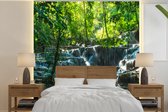 Behang - Fotobehang Jungle waterval in Palenque Mexico - Breedte 240 cm x hoogte 240 cm