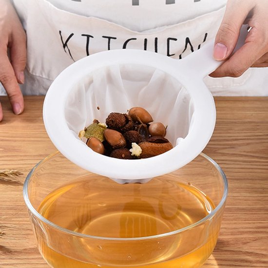 Voedselfilter van fijn nylon - zeef met handvat 100 mazen voor de keuken - kunststof voor koffie, melk, sap