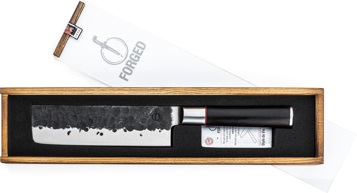 Forged Sebra Hakbijl 17cm - Sebrahout - In Houten Giftbox
