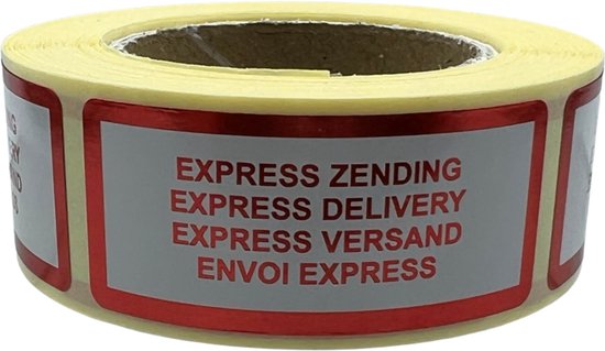 Express zending sticker - 250 Stuks - 4 talen - 21x48mm ...