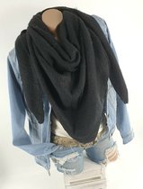 Zachte driehoek sjaal winter damessjaal kleur zwart maat 200 x 90 cm