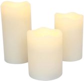 LED Kaarsen met afstandsbediening - SET 3 Stuks ZONDER BATTERIJEN, warm wit Kaars - Kaarsen - Brandende kaars - Kerst kaarsen - Groot - Grote kaars