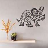 Geometrische Wanddecoratie - Triceratops Dino - Dieren - Hout - Wall Line Art - Muurdecoratie - Woonkamer - Slaapkamer - Om Aan De Muur Te Hangen - Zwart - 39 x 29 cm