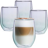 Groene Dubbelwandige Koffieglazen - Dubbelwandige Theeglazen - Cappuccino Glazen - 300ML - Set Van 4