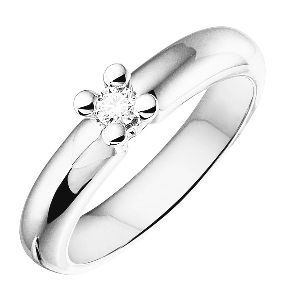 Witgouden - damesring - 14 karaat - diamant 0.09 crt. - Maat 55/17,5 - Gewicht 5.5 gram- uitverkoop - van €935,= voor €695,=