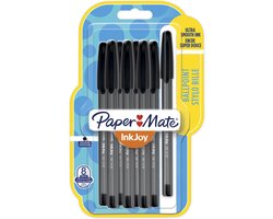 Paper Mate InkJoy 100ST-balpennen | Medium punt (1,0 mm) | Zwarte inkt | 8 stuks