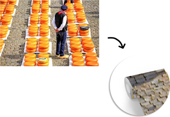 Behang - Fotobehang Gouda - Kaas - Markt - Breedte 525 cm x hoogte 350 cm