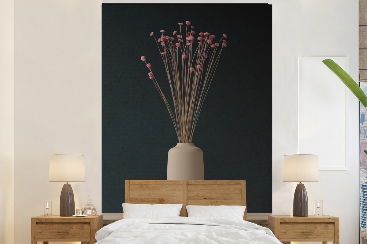 Behang - Fotobehang Vaas - Stilleven - Bloemen - Breedte 180 cm x hoogte 280 cm