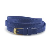 Silventi 980170001 Leren Wikkelarmband met Stalen Gesp 60cm - 7mm - Armband - Wrap - Donker Blauw - Goudkleurig