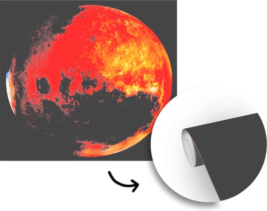 Behang - Fotobehang De planeet Mars in een donkere hemel - Breedte 240 cm x hoogte 240 cm