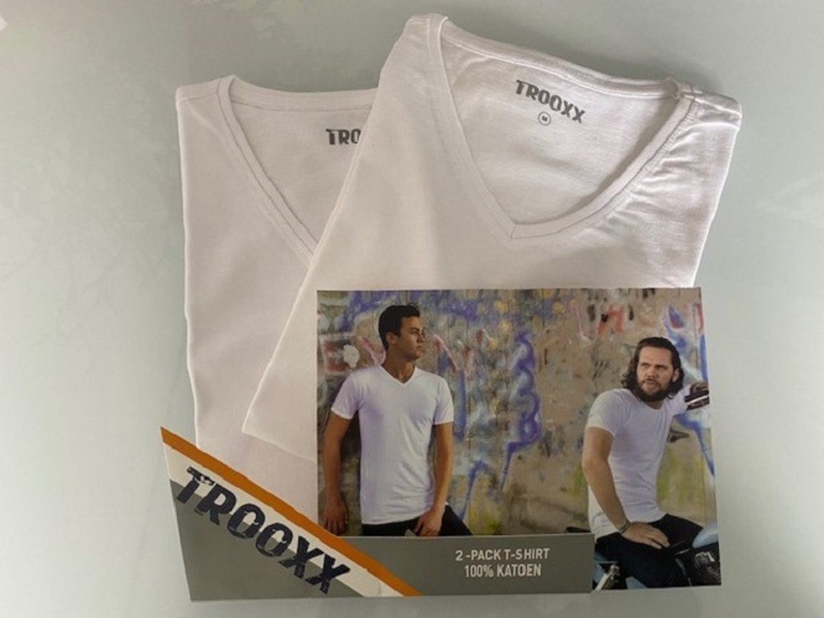 Trooxx T-shirt 6-Pack - V- Neck - Wit - S