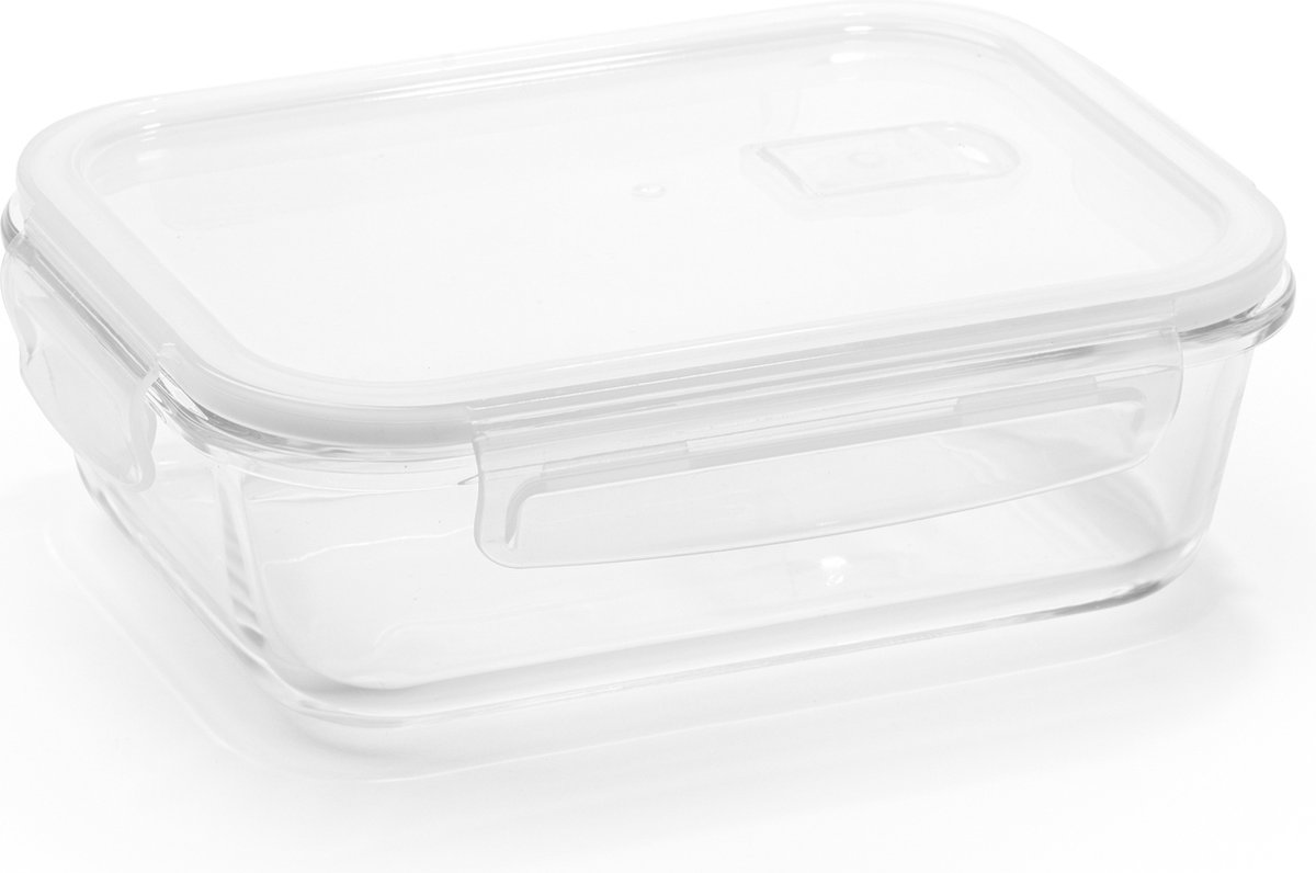 Borosilicaat glazen lunchbox met luchtdicht deksel en magnetronkluis model Dalia 1 liter inhoud