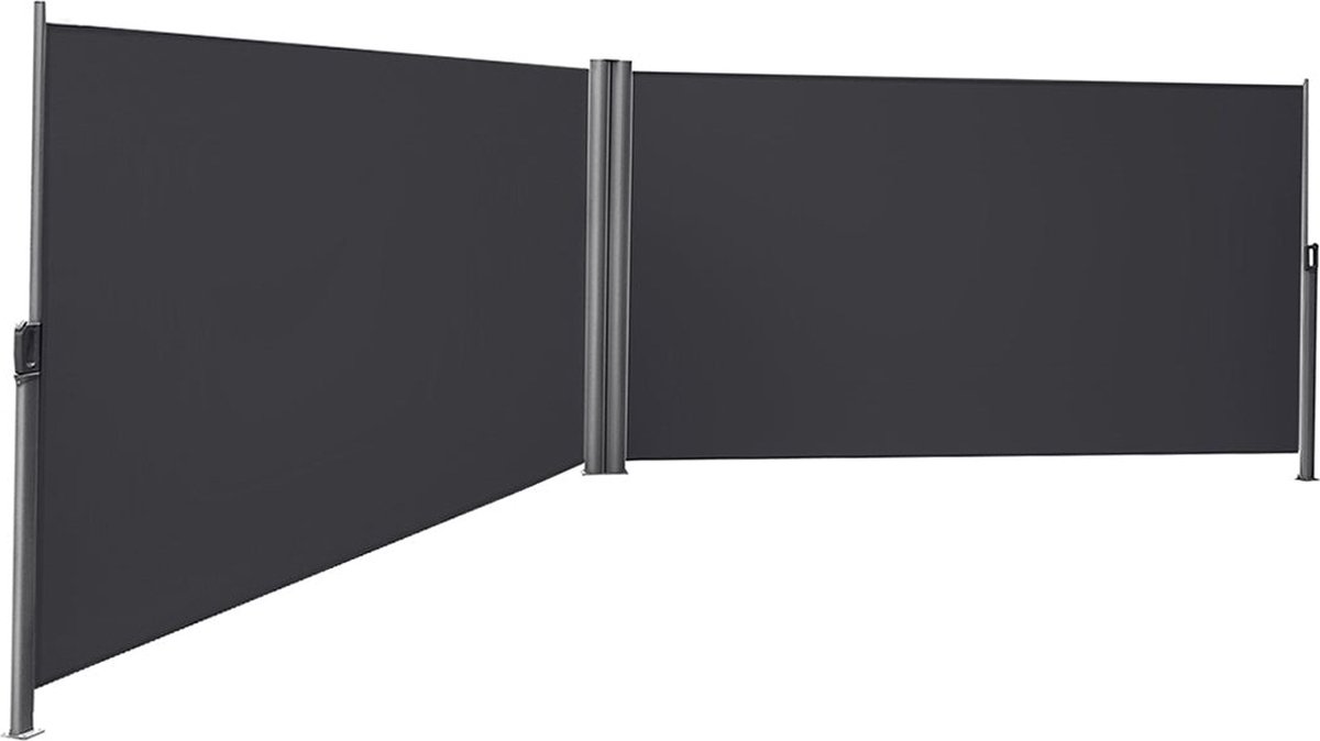 Dubbele zijluifel - Uittrekbaar - 2 x 6 m (H x L) - Uittrekbare zijluifel - Privacybescherming - Zonwering - Grijs