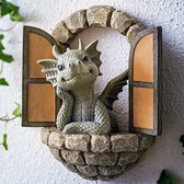 Drakensculptuur – kunsthars - tuin beeld – tuin ornament – tuindraak - beelden voor tuinmuur - tuindecoratie