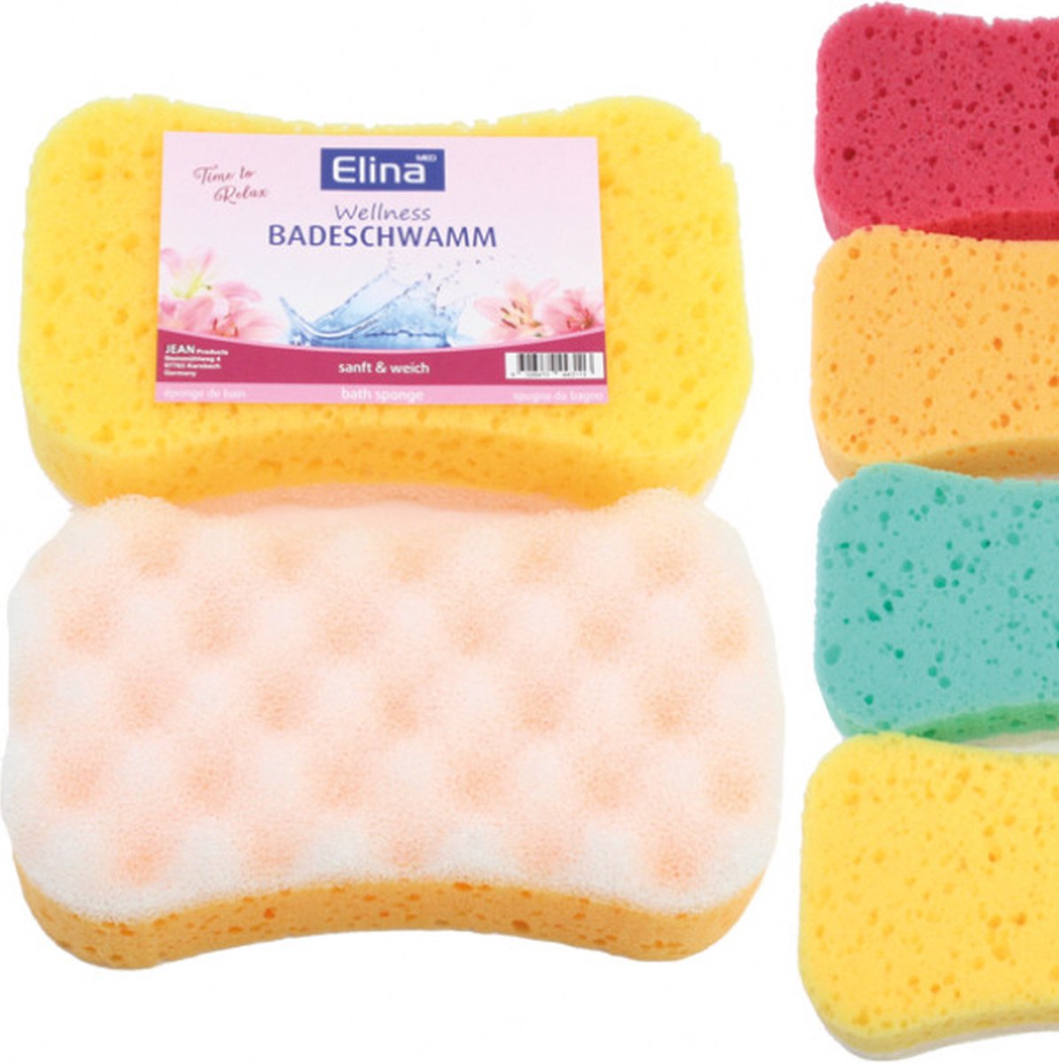 Goedkoopste Elina Massagespons - Rechthoek- Afmeting 17cm. x 9.9cm. x 5 cm. -1 Stuk.- Willekeurige Kleur.