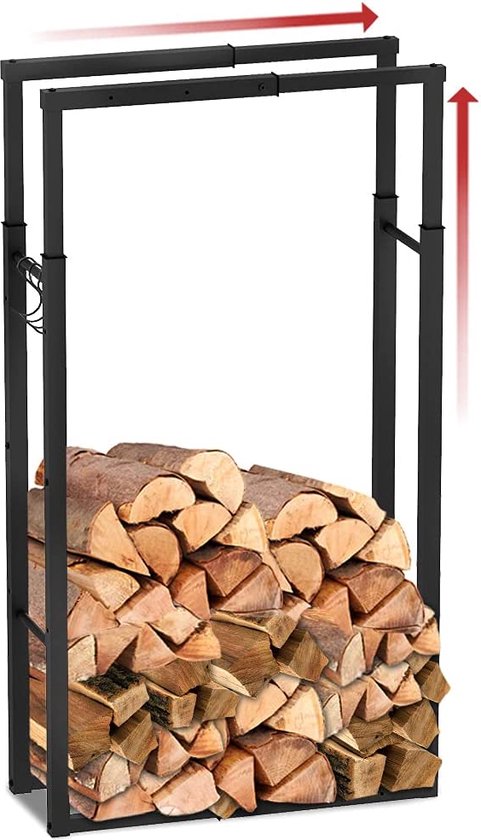 DanDiBo Brandhoutrek D-stijl brandhoutstandaard 100 cm houten mand haardhouthouder houten rek