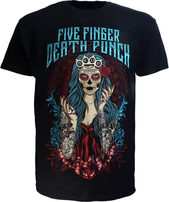 Five Finger Death Punch Lady Muerta Band T-Shirt - Officiële Merchandise - L